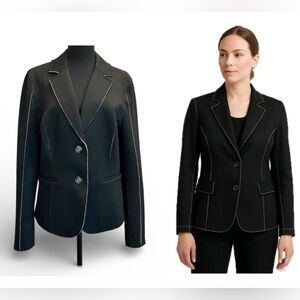 Katherine Barclay Black Blazer with White contrast Stitching single breasted